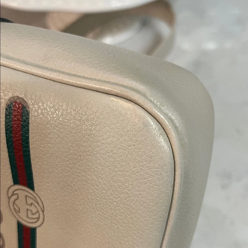 Gucci Cream Leather Crossbody with Signature Web Stripe - Picture 12 of 13